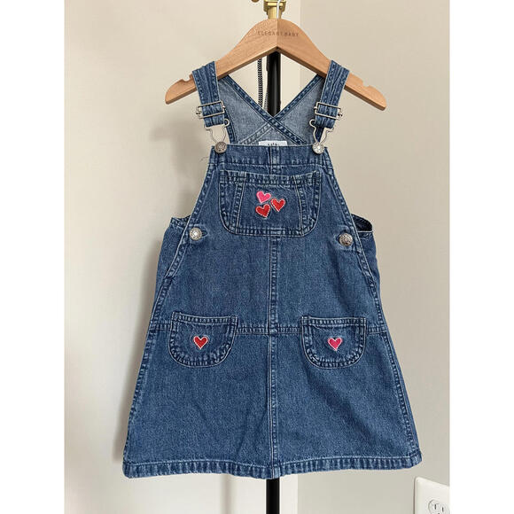 Hartstrings Other - Vintage 90s Hartstrings Heart Embroidered Denim Jumper Dress - 100% Cotton